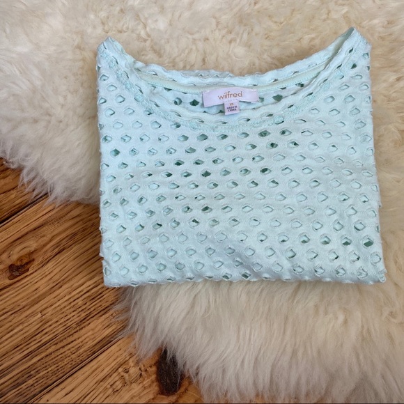 WILFRED Mint Green Mesh Scoop Neck T-shirt XS - Picture 2 of 7